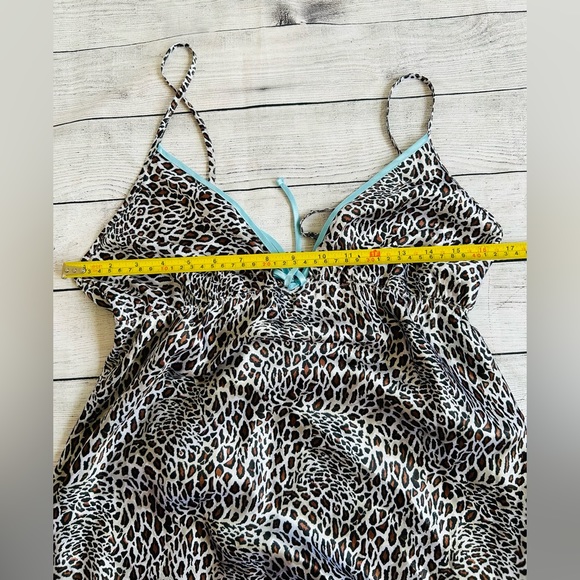 Women’s Animal Print Contrast Trim Satin Maxi Slip Dress and Robe Set Size S/M - Picture 7 of 16